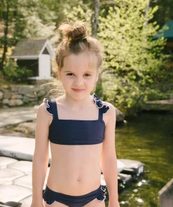 minnow Girls Navy And White Tie Back Bikini Hot