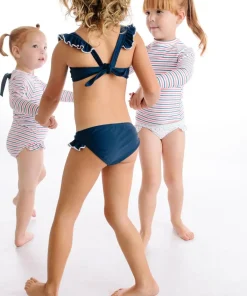 minnow Girls Navy And White Tie Back Bikini Hot