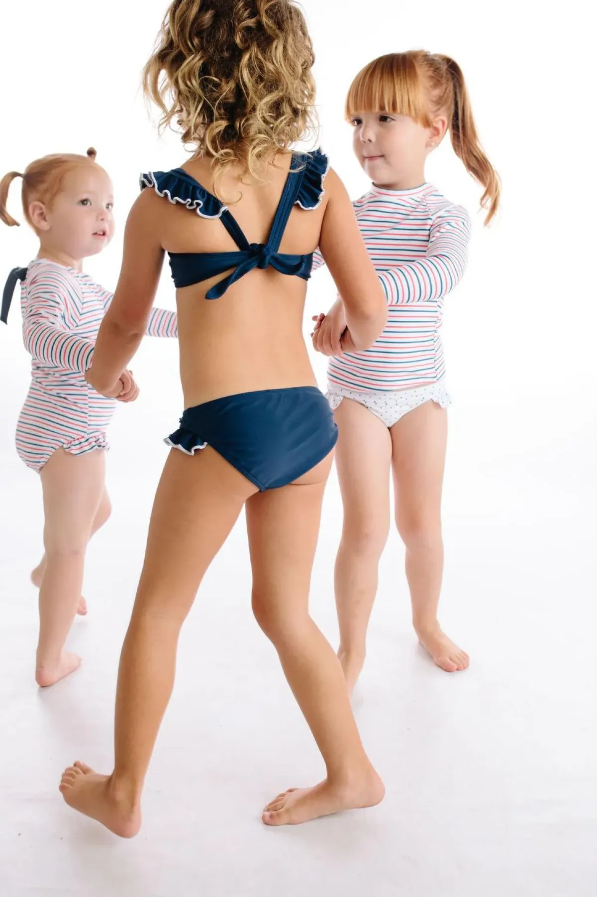 minnow Girls Navy And White Tie Back Bikini Hot