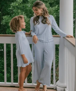 minnow Girls Pima Dress Powder Blue Stripe Sale