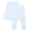 minnow Girls Pima Pajamas Set Powder Blue Stripe Best