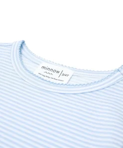 minnow Girls Pima Pajamas Set Powder Blue Stripe Best