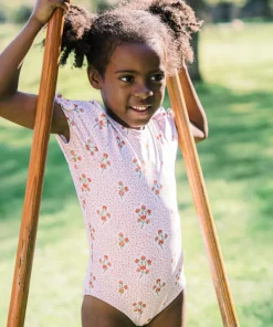 minnow Girls Puff Sleeve One Piece | Swim Raspberry Red Outlet