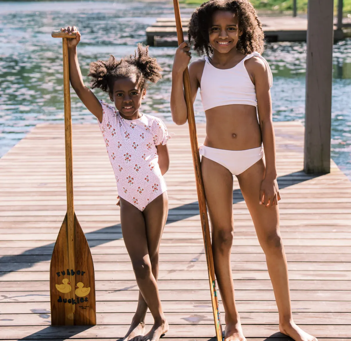 minnow Girls Puff Sleeve One Piece | Swim Raspberry Red Outlet