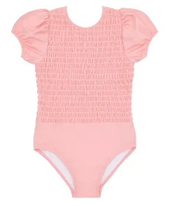 minnow Girls Puff Sleeve Smocked One Piece Sorbet Pink Online