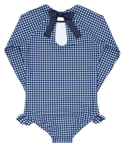 minnow Girls Rashguard One Piece | Swim Navy Gingham Online