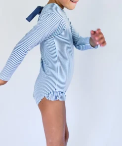 minnow Girls Rashguard One Piece | Swim Navy Stripe Online