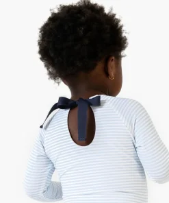 minnow Girls Rashguard One Piece Powder Blue Stripe Clearance