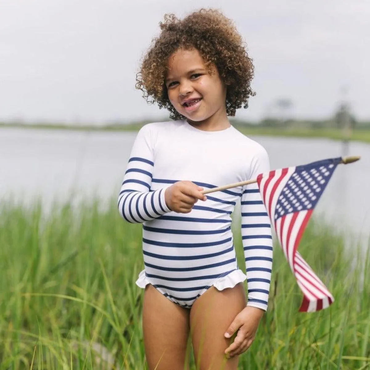 minnow Girls Rashguard One Piece | Swim Breton Stripe Sale