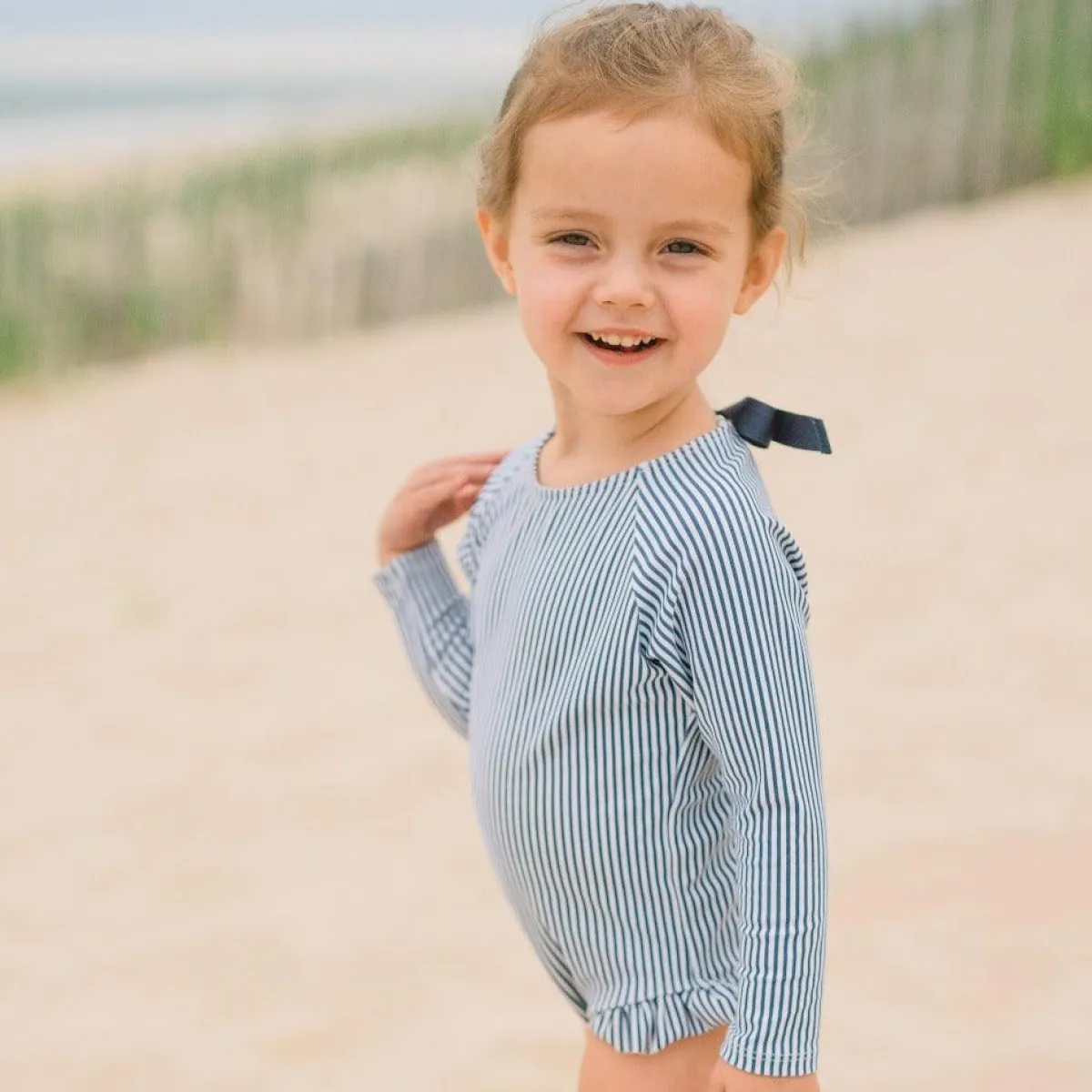 minnow Girls Rashguard One Piece | Swim Navy Stripe Clearance