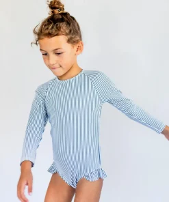 minnow Girls Rashguard One Piece | Swim Navy Stripe Clearance