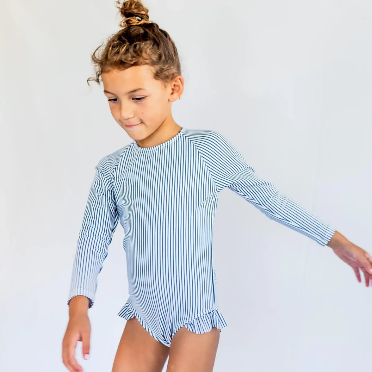 minnow Girls Rashguard One Piece | Swim Navy Stripe Clearance