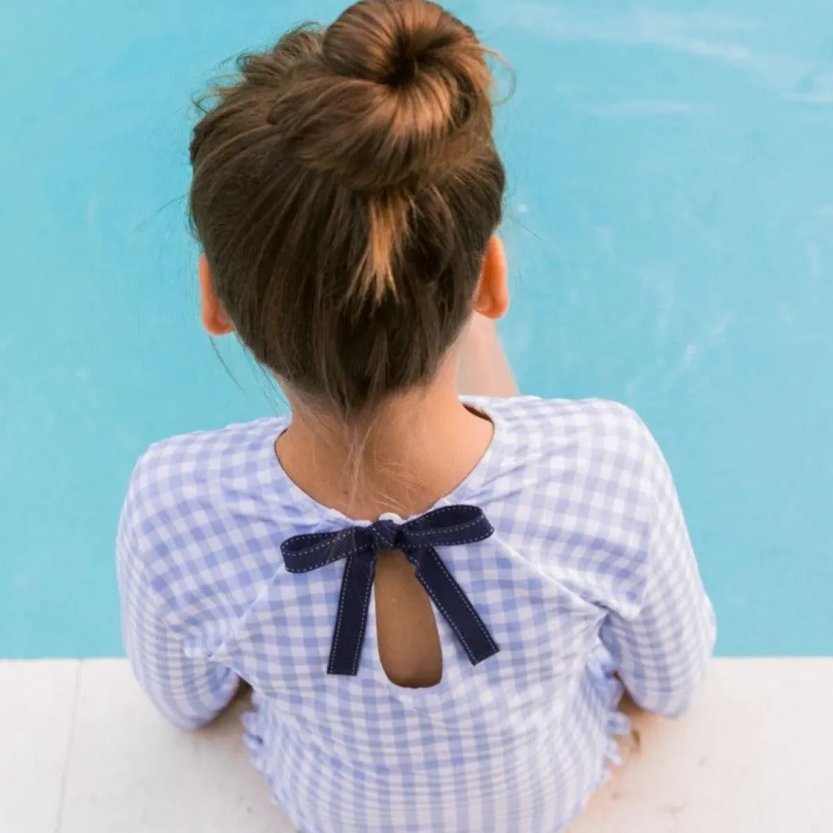 minnow Girls Rashguard One Piece Oasis Blue Gingham Fashion