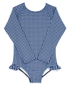 minnow Girls Rashguard One Piece | Swim Navy Gingham Online