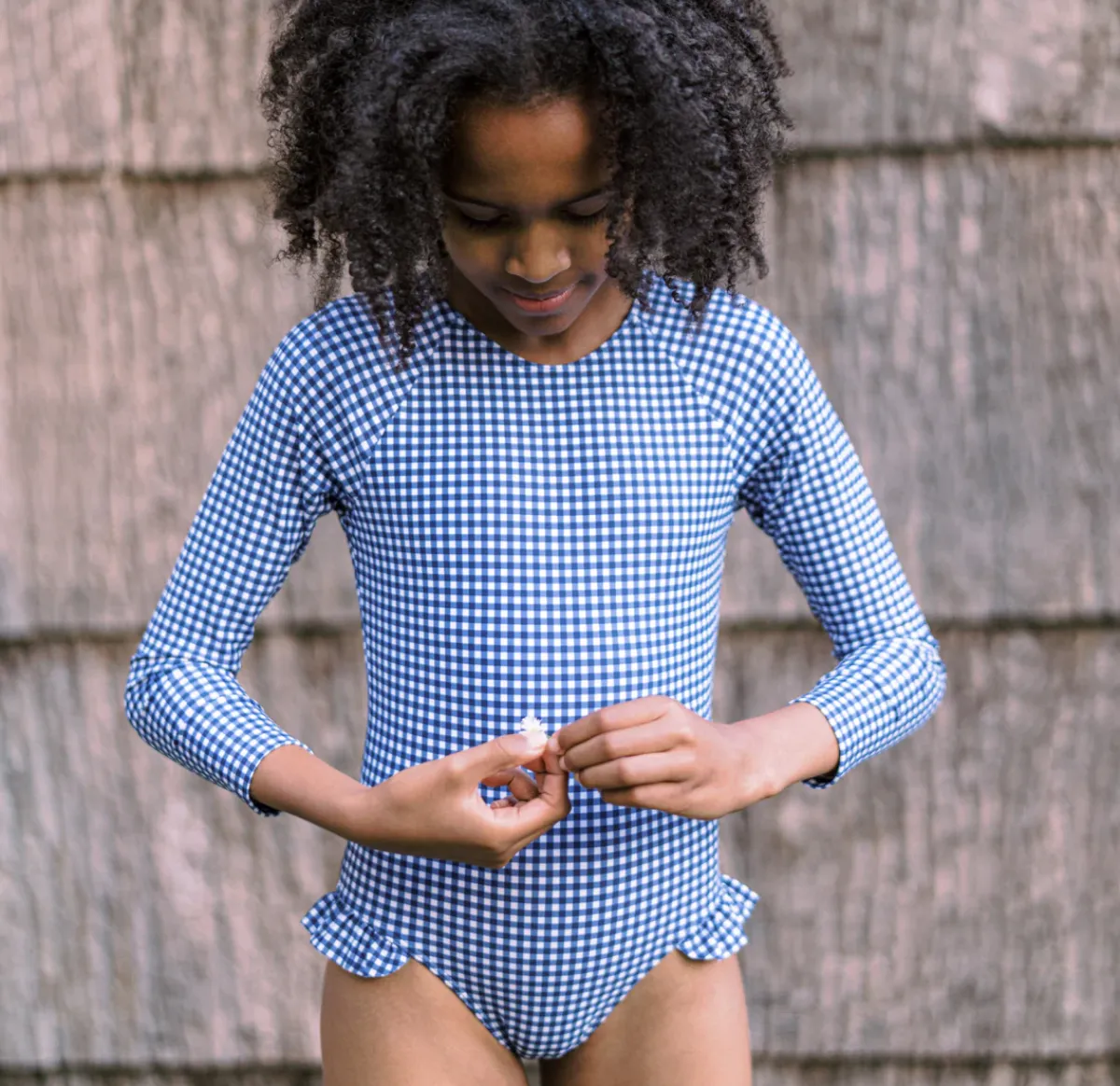 minnow Girls Rashguard One Piece | Swim Navy Gingham Online