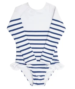 minnow Girls Rashguard One Piece | Swim Breton Stripe Clearance