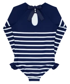 minnow Girls Rashguard One Piece | Swim Navy Breton Stripe Fashion