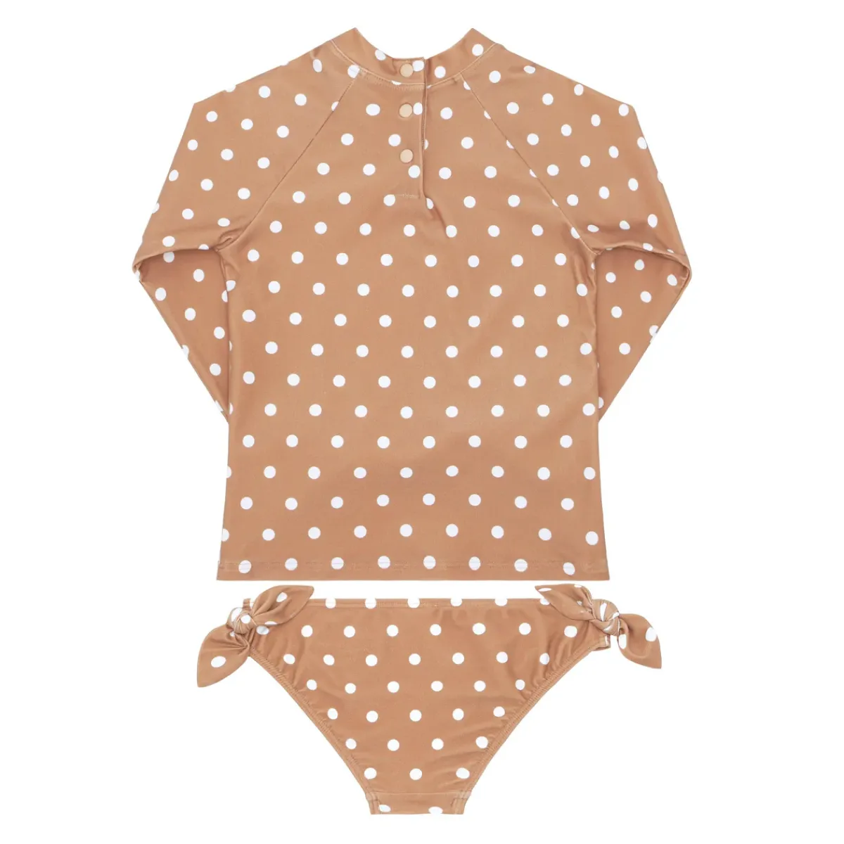 minnow Girls Rashguard Set Mocha Dot Fashion