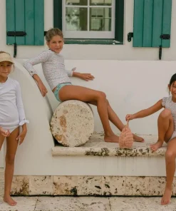 minnow Girls Rashguard Set Alys White Fashion