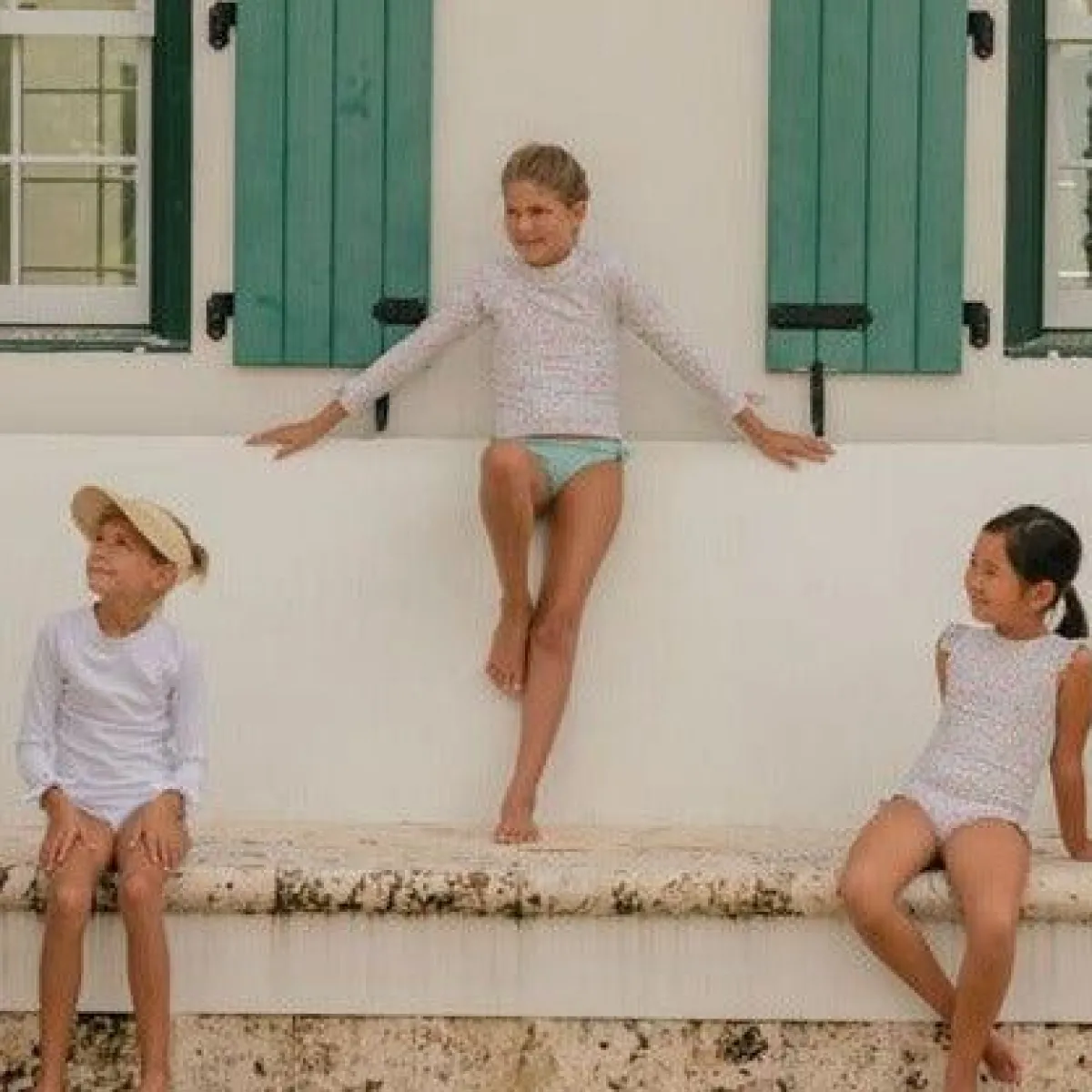 minnow Girls Rashguard Set Alys White Fashion