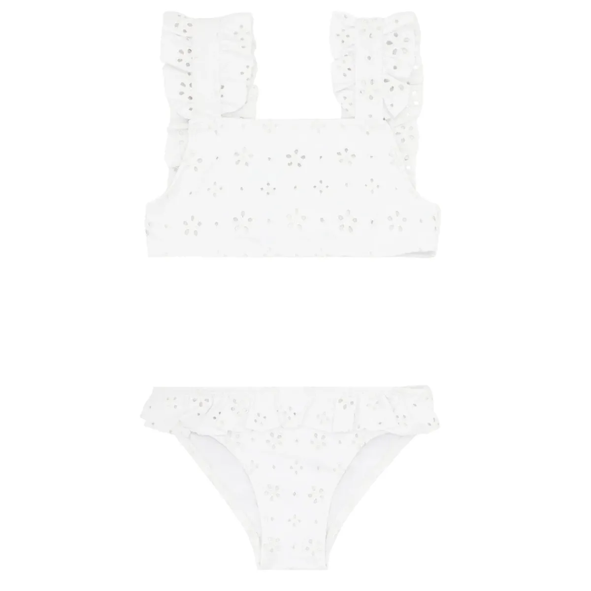minnow Girls Ruffle Bikini White Eyelet Fashion