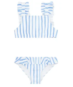 minnow Girls Ruffle Bikini Bahamian Blue Stripe New