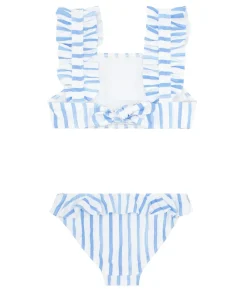 minnow Girls Ruffle Bikini Bahamian Blue Stripe New