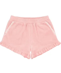 minnow Girls Ruffle French Terry Shorts Conch Pink Sale
