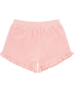 minnow Girls Ruffle French Terry Shorts Conch Pink Sale
