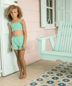 minnow Girls Ruffle French Terry Shorts Abaco Green Best
