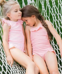 minnow Girls Ruffle Halter One Piece Sorbet Pink Fashion