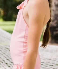 minnow Girls Ruffle Halter One Piece Sorbet Pink Fashion