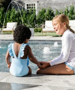 minnow Girls Ruffle One Piece Peri Blue Fashion