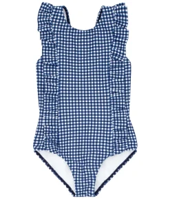 minnow Girls Ruffle One Piece | Swim Navy Gingham Clearance