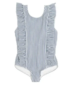minnow Girls Ruffle One Piece | Swim Navy Stripe Discount
