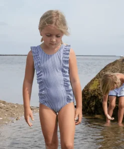 minnow Girls Ruffle One Piece | Swim Navy Stripe Discount