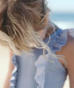 minnow Girls Ruffle One Piece | Swim Navy Stripe Discount