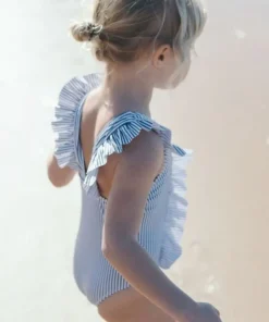 minnow Girls Ruffle One Piece | Swim Navy Stripe Discount