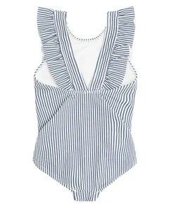 minnow Girls Ruffle One Piece | Swim Navy Stripe Discount