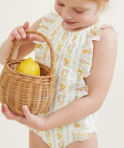 minnow Girls Ruffle One Piece Linear Citrus Clearance