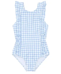 minnow Girls Ruffle One Piece Oasis Blue Gingham Best