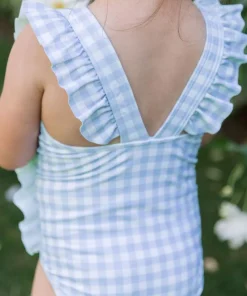 minnow Girls Ruffle One Piece Oasis Blue Gingham Best