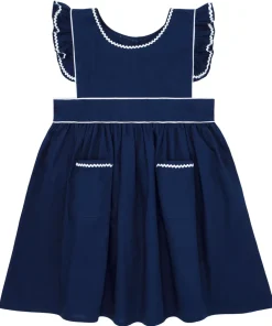 minnow Girls Ruffle Sleeve Dress Navy Hot