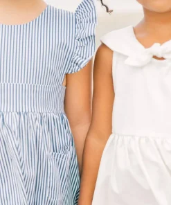 minnow Girls Ruffle Sleeve Dress Navy Stripe Online