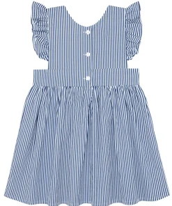minnow Girls Ruffle Sleeve Dress Navy Stripe Online