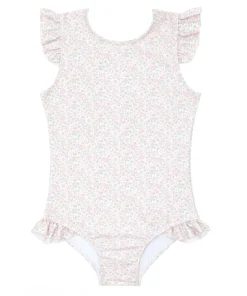 minnow Girls Ruffle Sleeve Rashguard One Piece Antique Floral Discount