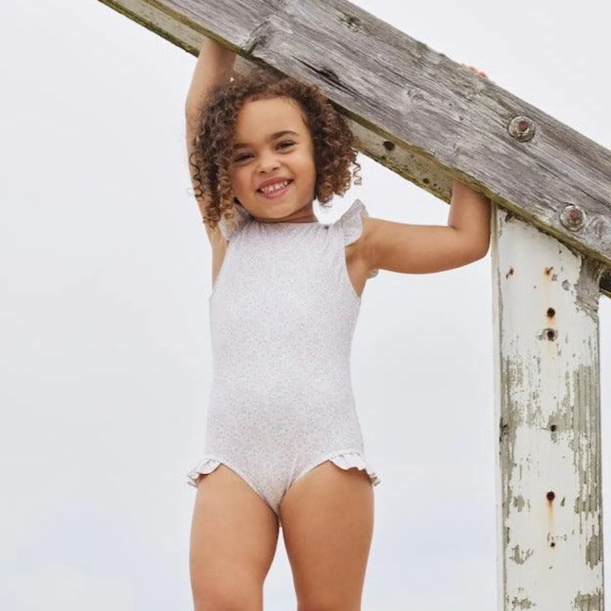 minnow Girls Ruffle Sleeve Rashguard One Piece Antique Floral Discount