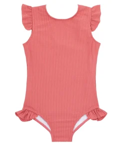 minnow Girls Ruffle Sleeve Rashguard One Piece New England Red Sale
