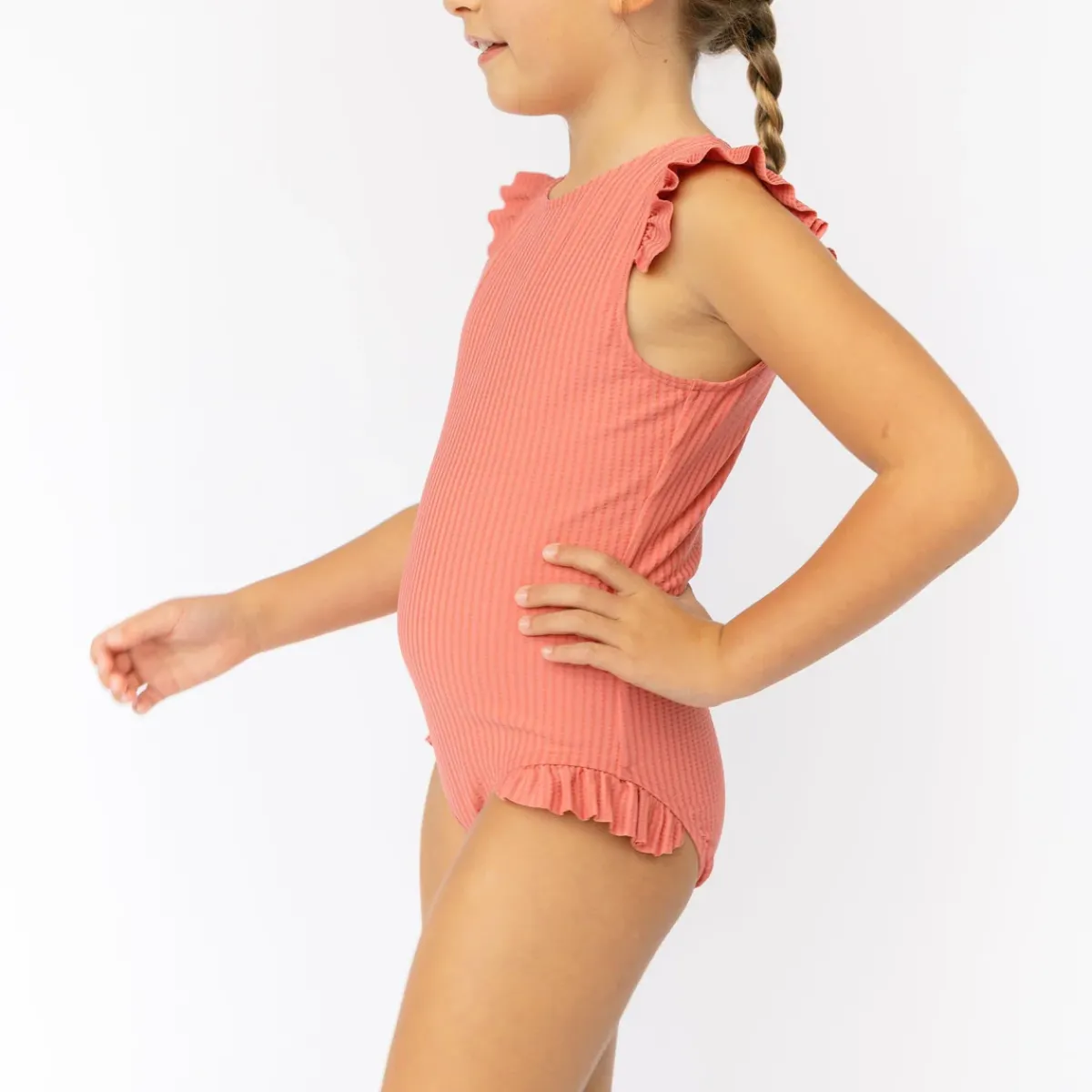 minnow Girls Ruffle Sleeve Rashguard One Piece New England Red Sale