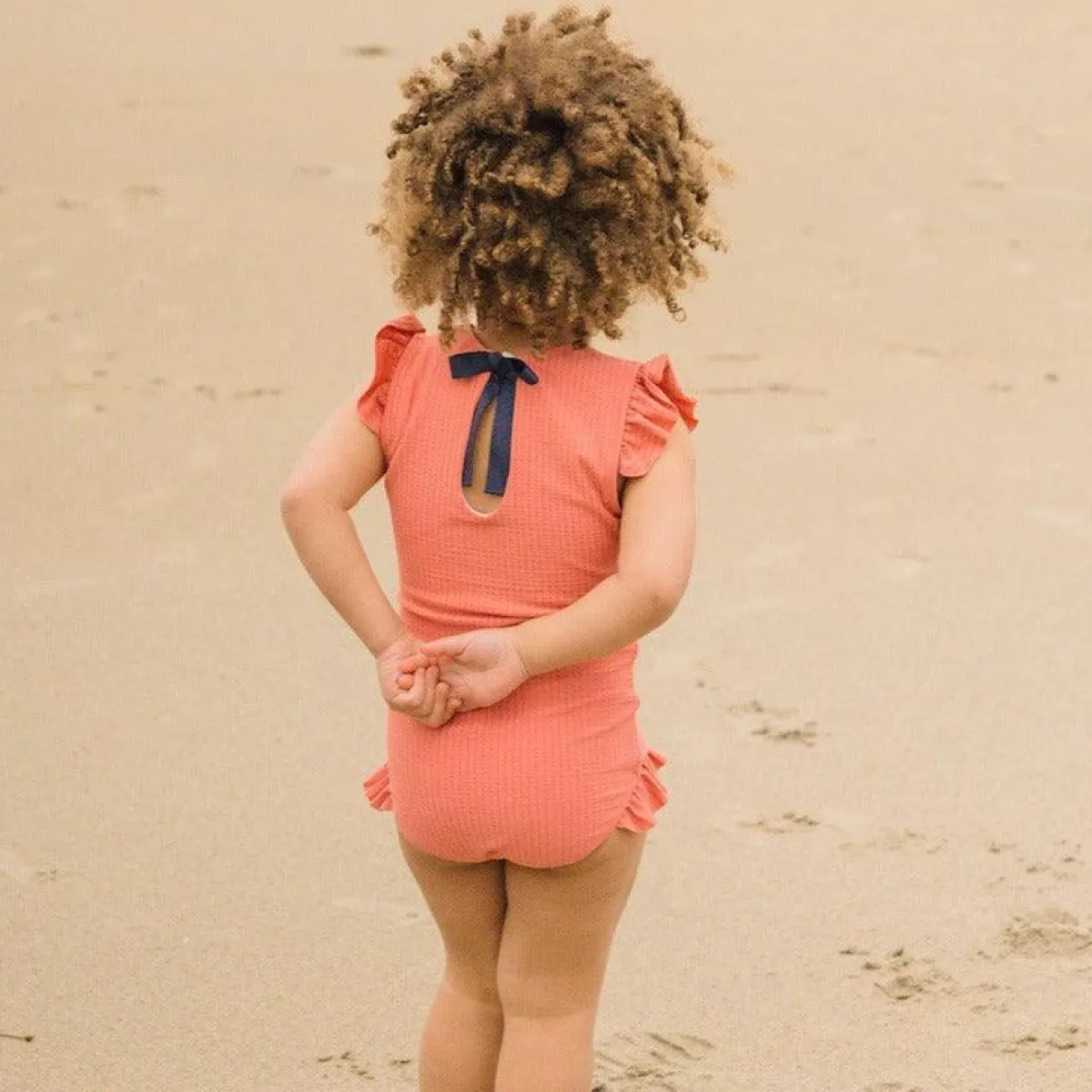 minnow Girls Ruffle Sleeve Rashguard One Piece New England Red Sale